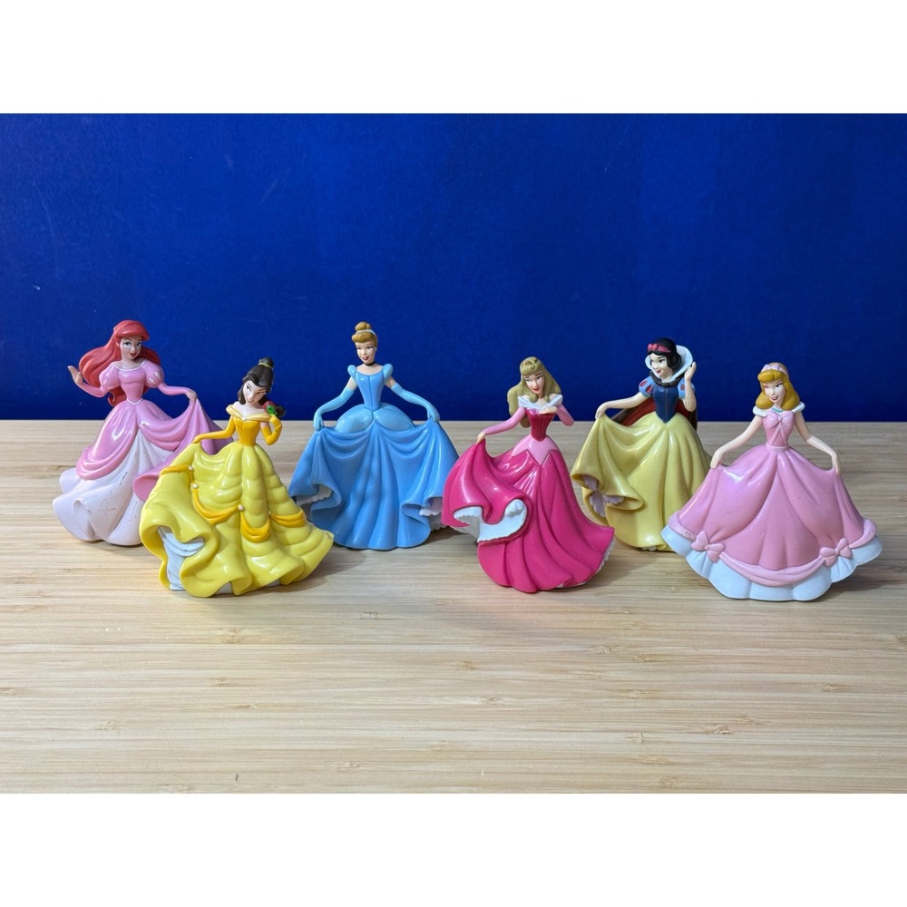 Disney Princess Figurine Set 6pc Ariel Belle Cinderella Snow White Aurora
